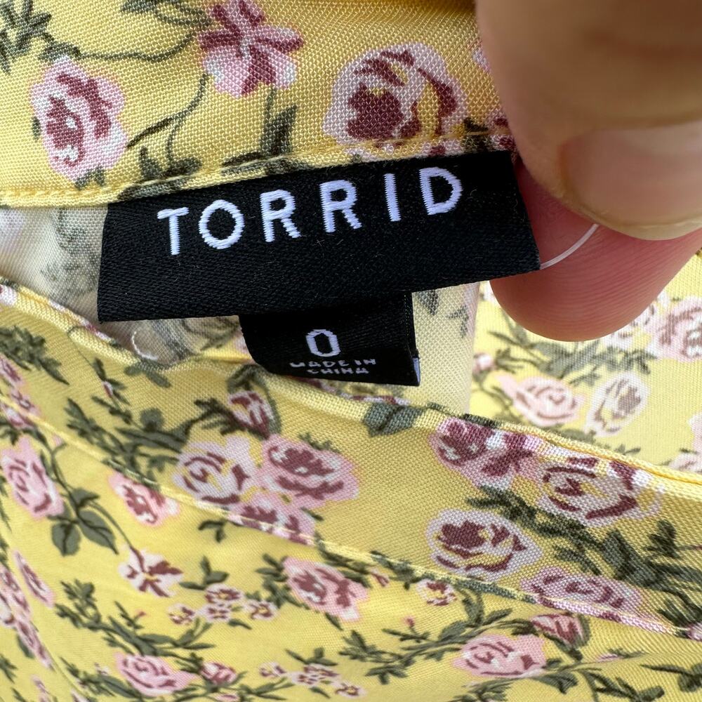 Torrid Yellow Floral Mini Dress 0X - Picture 3 of 3